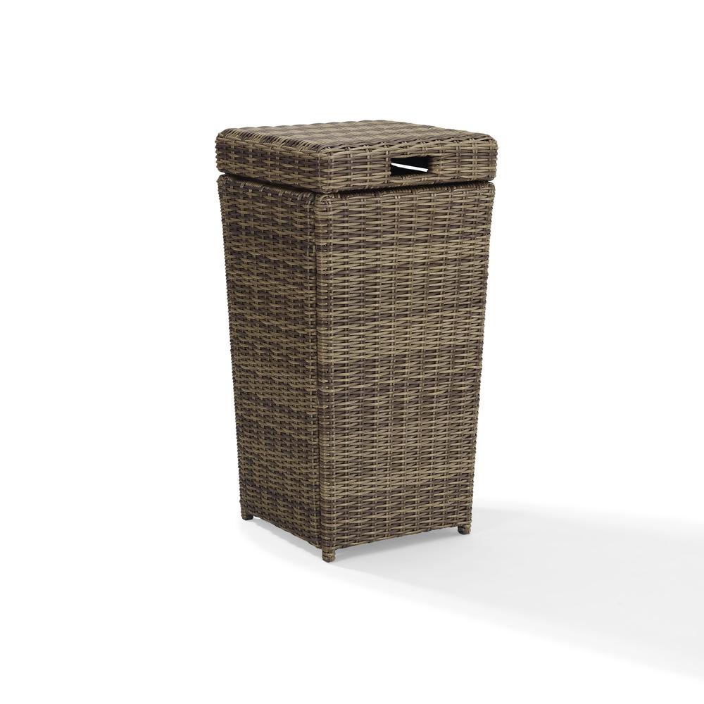 Bradenton Outdoor Wicker Trash Can Weathered Brown. Picture 5
