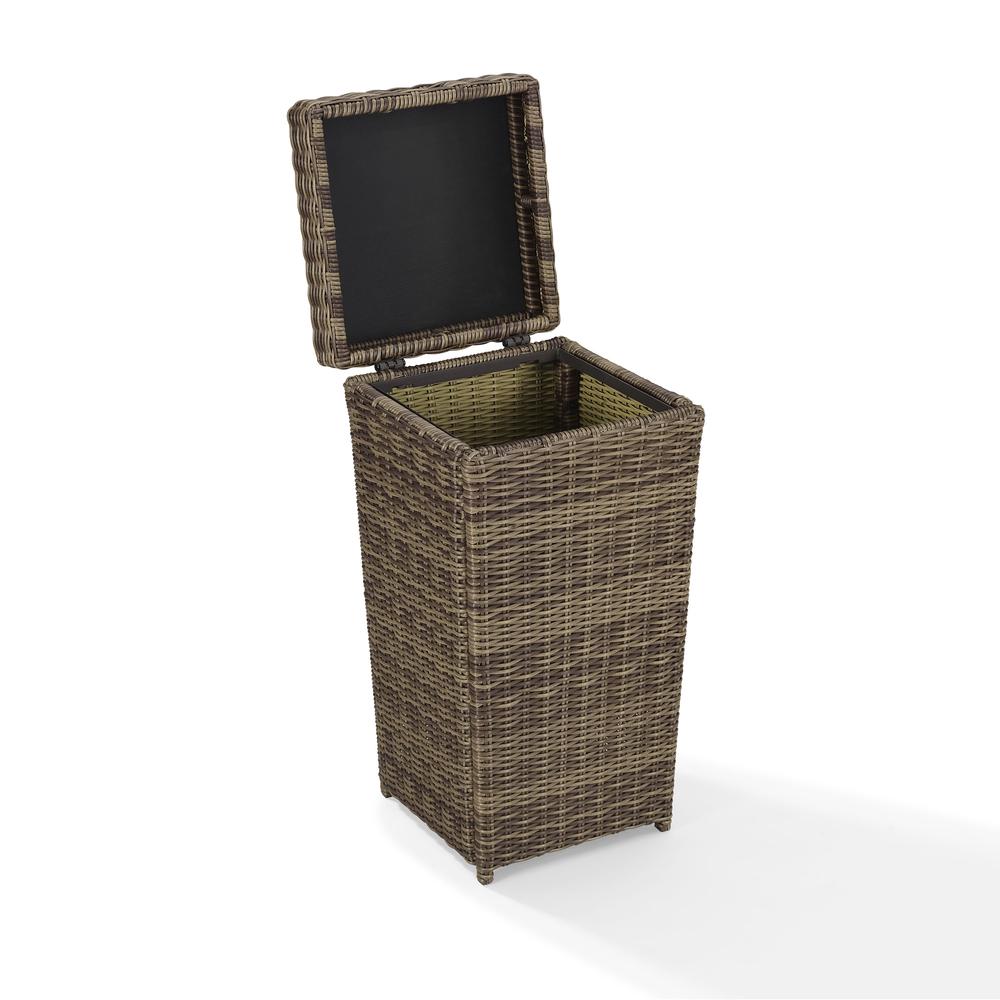 Bradenton Outdoor Wicker Trash Can Weathered Brown. Picture 6