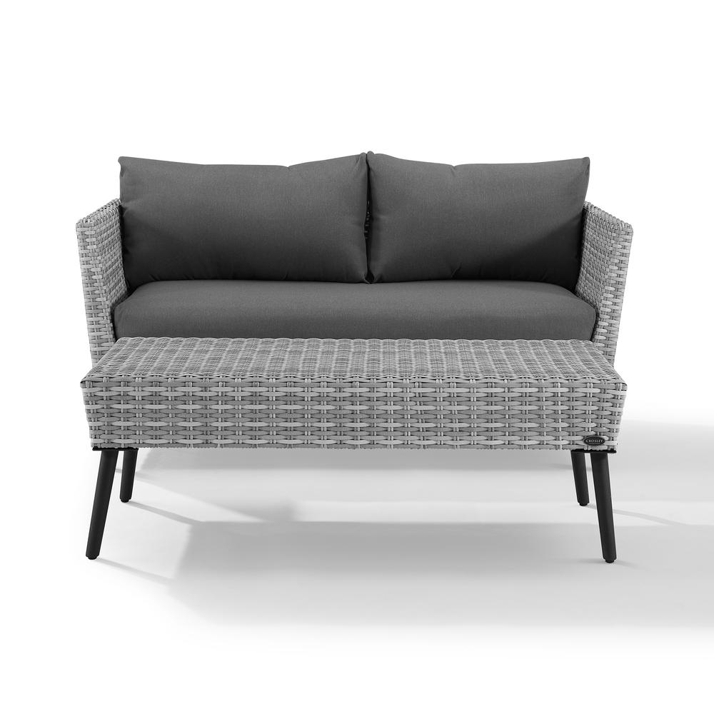 Richland 2Pc Outdoor Wicker Conversation Set Charcoal/Gray - Loveseat & Coffee Table. Picture 7