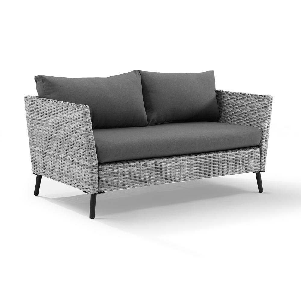 Richland 2Pc Outdoor Wicker Conversation Set Charcoal/Gray - Loveseat & Coffee Table. Picture 8