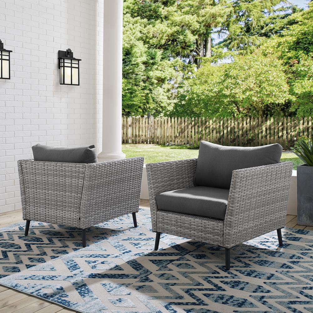 Richland 2Pc Outdoor Wicker Armchair Set Charcoal/Gray - 2 Armchairs. Picture 2