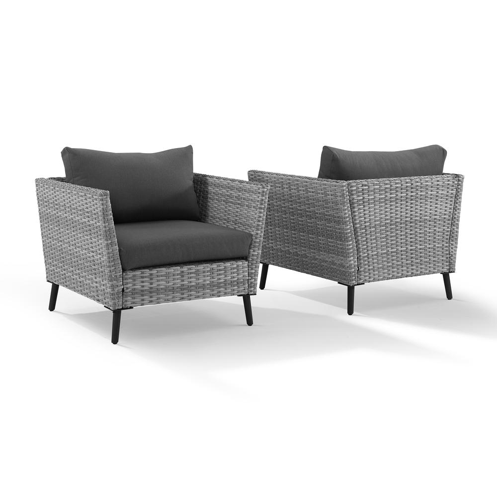 Richland 2Pc Outdoor Wicker Armchair Set Charcoal/Gray - 2 Armchairs. Picture 8