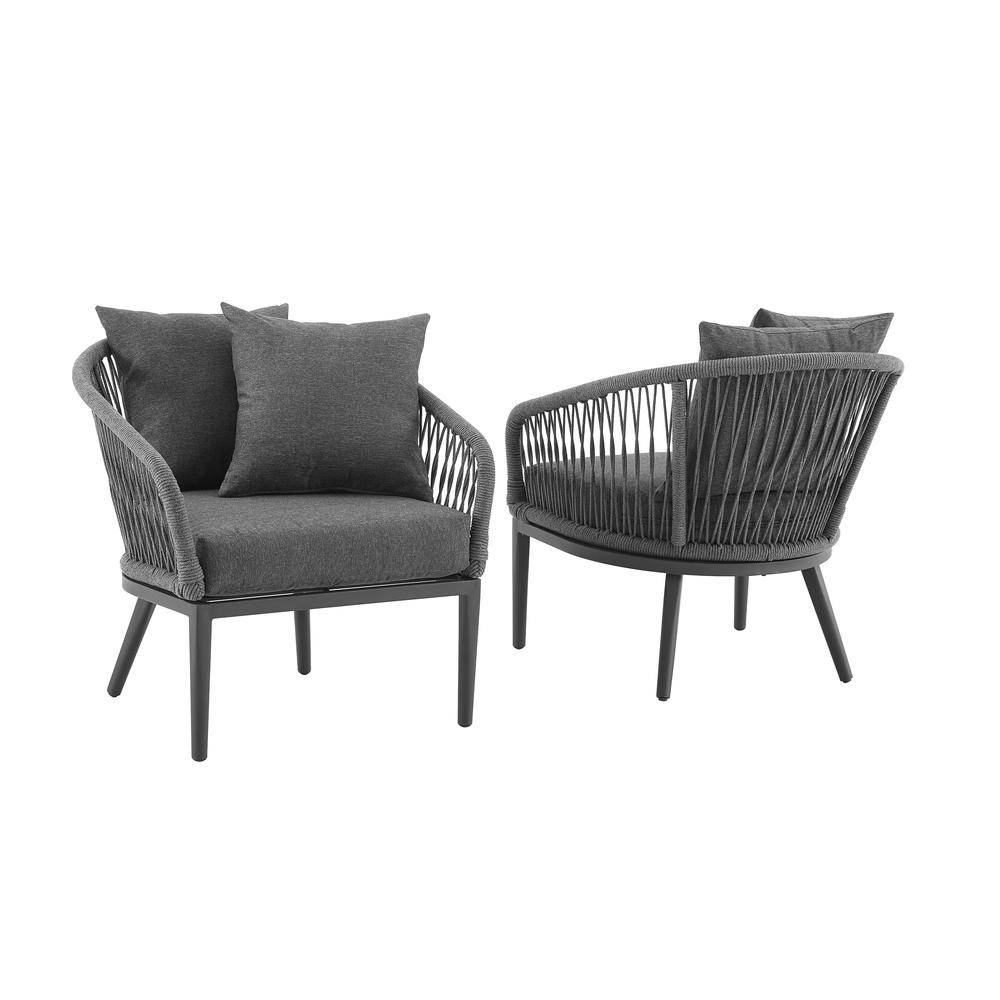 Dover 2Pc Indoor/Outdoor Rope Armchair Set Charcoal/Matte Black - 2 Armchairs. Picture 8