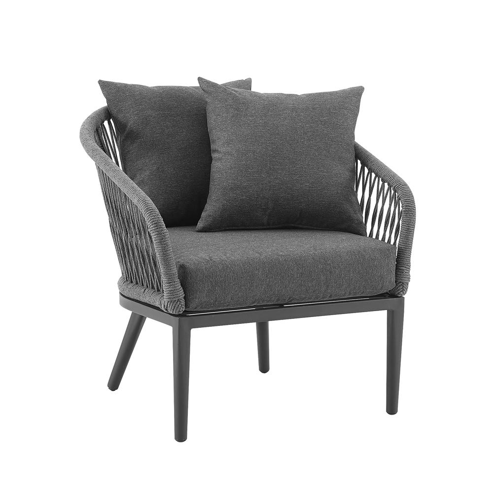 Dover 2Pc Indoor/Outdoor Rope Armchair Set Charcoal/Matte Black - 2 Armchairs. Picture 2
