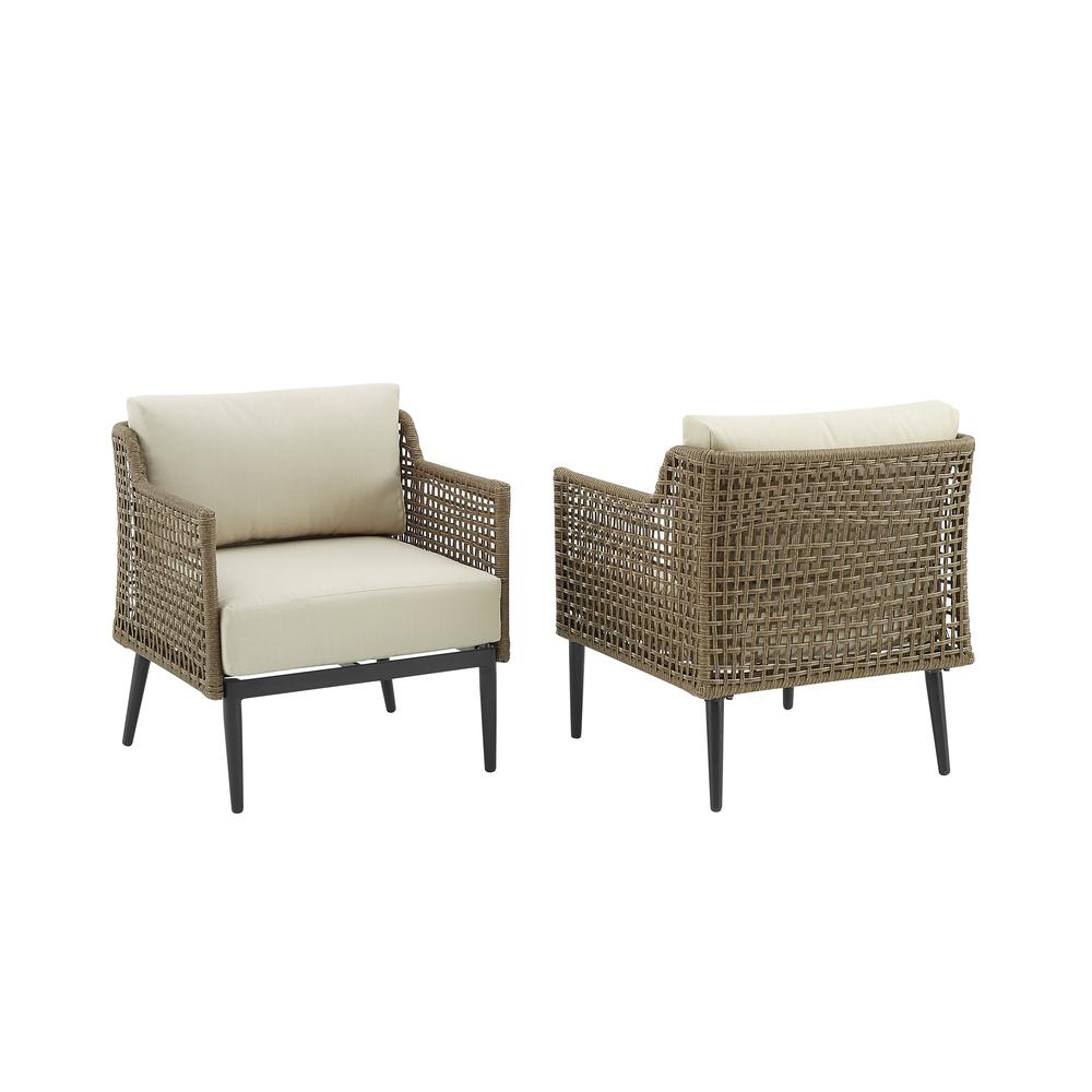 Southwick 2Pc Outdoor Wicker Armchair Set Creme/Light Brown - 2 Armchairs. Picture 2