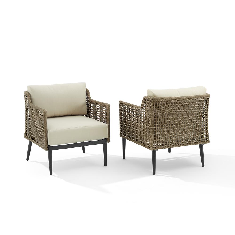 Southwick 2Pc Outdoor Wicker Armchair Set Creme/Light Brown - 2 Armchairs. Picture 1