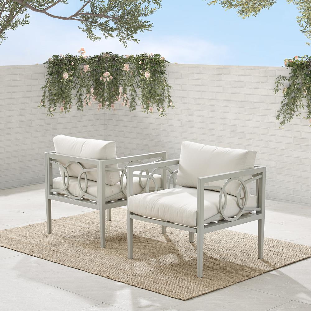 Ashford 2Pc Outdoor Metal Armchair Set Creme/Gray - 2 Armchairs. Picture 3