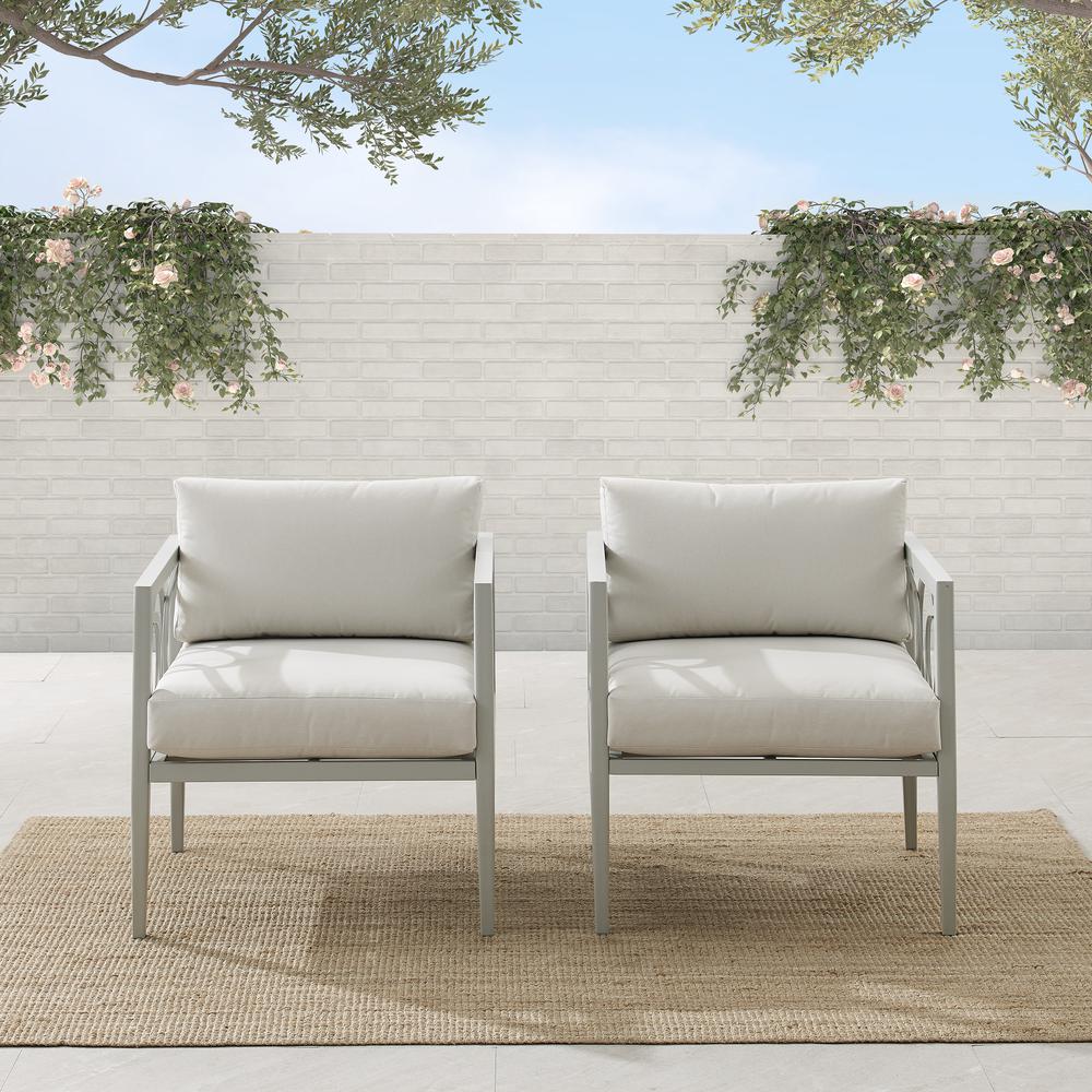 Ashford 2Pc Outdoor Metal Armchair Set Creme/Gray - 2 Armchairs. Picture 9