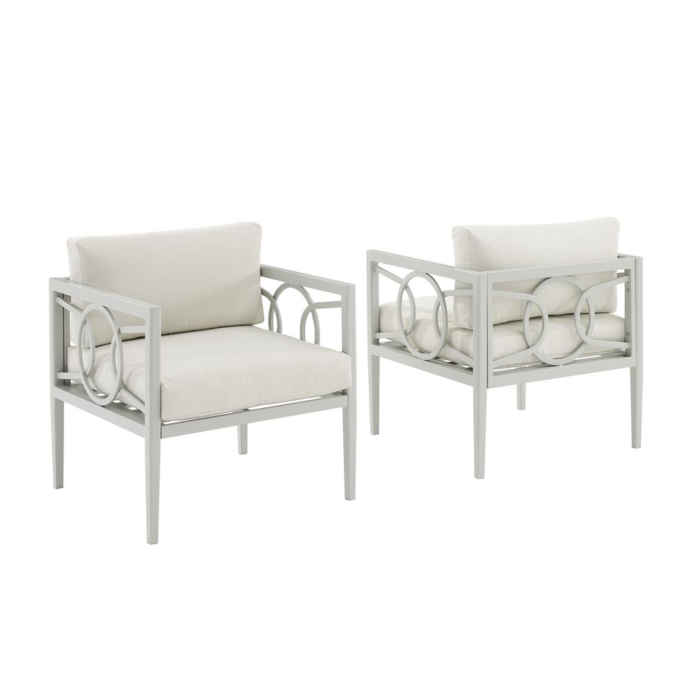 Ashford 2Pc Outdoor Metal Armchair Set Creme/Gray - 2 Armchairs. Picture 10