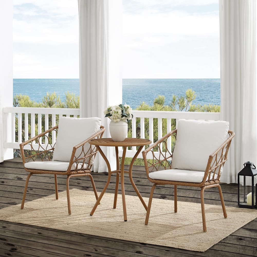 Juniper 3Pc Indoor/Outdoor Wicker Bistro Set Creme/Natural - Bistro Table & 2 Dining Chairs. The main picture.