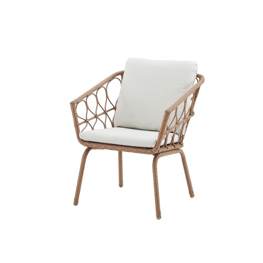 Juniper 3Pc Indoor/Outdoor Wicker Bistro Set Creme/Natural - Bistro Table & 2 Dining Chairs. Picture 14