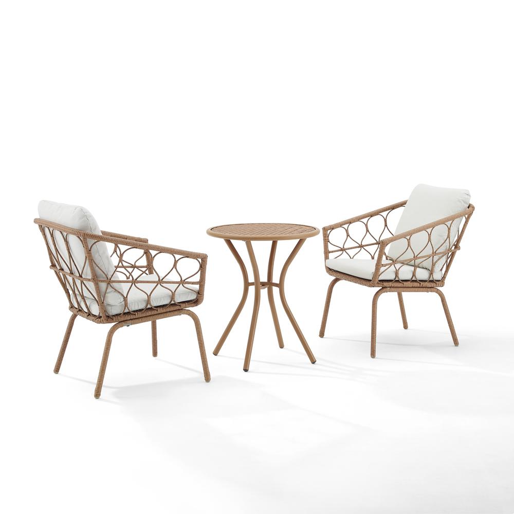 Juniper 3Pc Indoor/Outdoor Wicker Bistro Set Creme/Natural - Bistro Table & 2 Dining Chairs. Picture 5