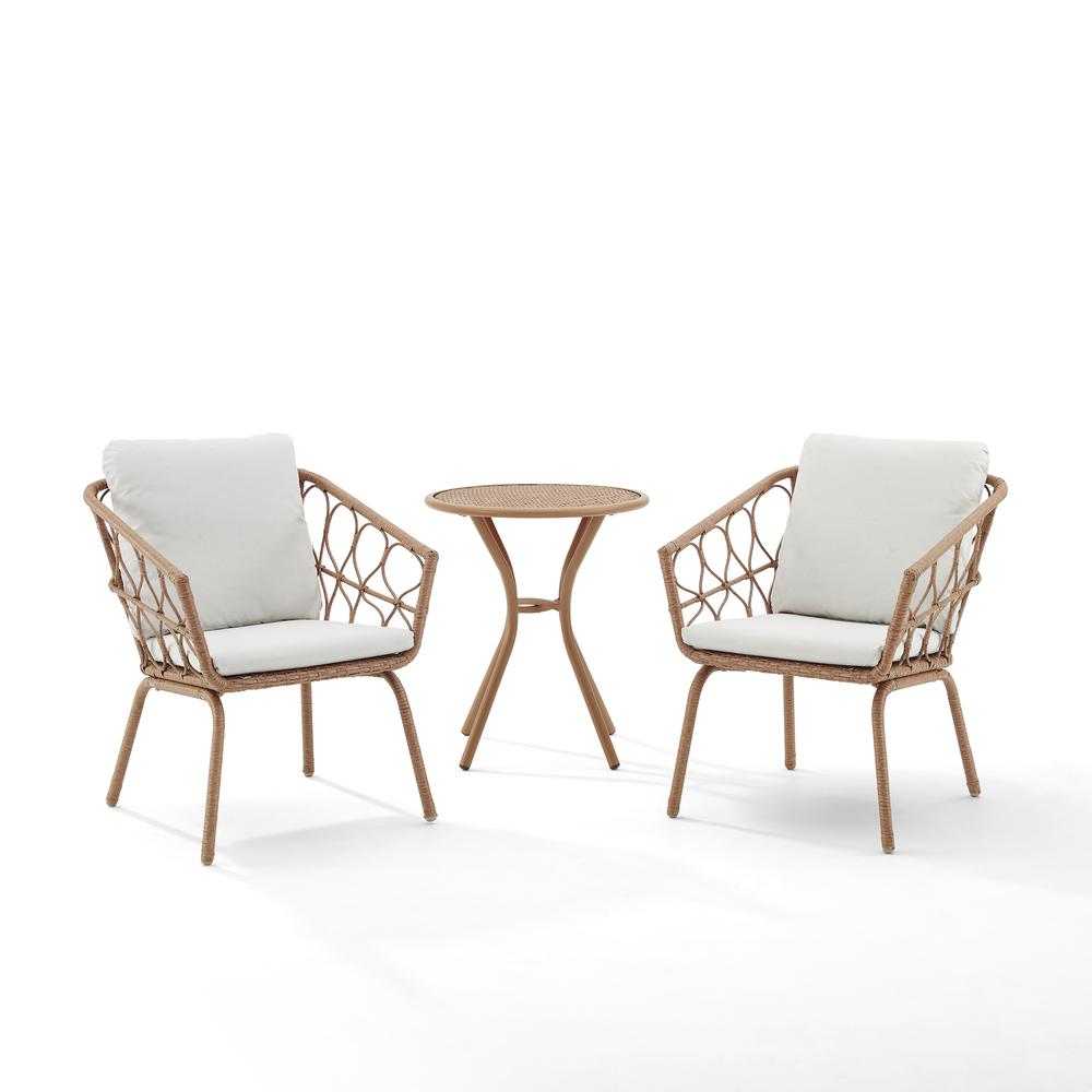 Juniper 3Pc Indoor/Outdoor Wicker Bistro Set Creme/Natural - Bistro Table & 2 Dining Chairs. Picture 6