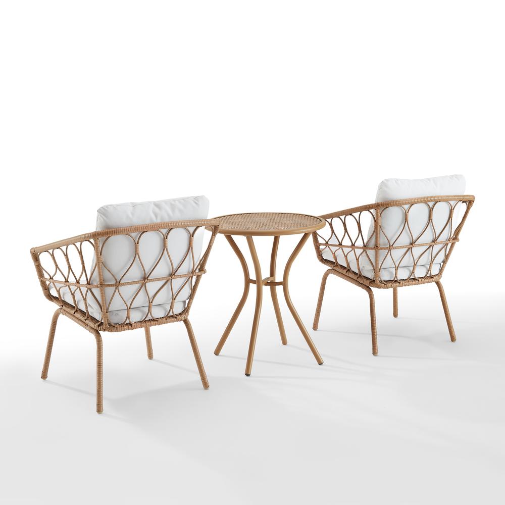 Juniper 3Pc Indoor/Outdoor Wicker Bistro Set Creme/Natural - Bistro Table & 2 Dining Chairs. Picture 7