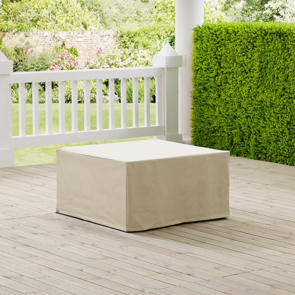 Outdoor Square Table & Ottoman Furniture Cover Tan. Picture 1