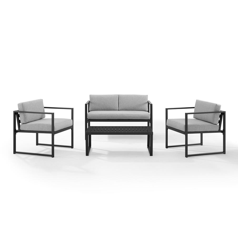 Hamilton 4Pc Outdoor Metal Conversation Set Gray/Matte Black - Loveseat, Coffee Table, & 2 Chairs. Picture 4