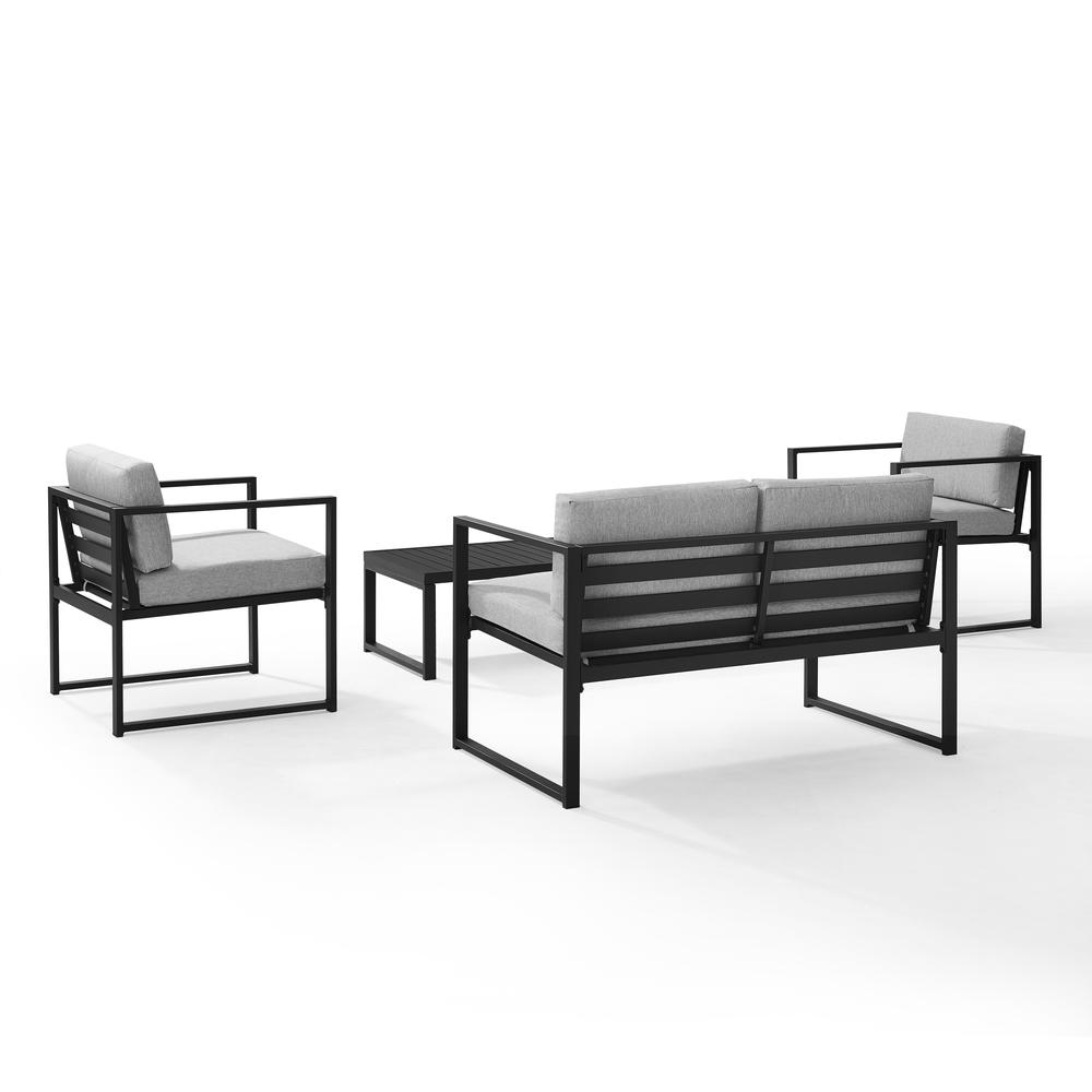 Hamilton 4Pc Outdoor Metal Conversation Set Gray/Matte Black - Loveseat, Coffee Table, & 2 Chairs. Picture 2