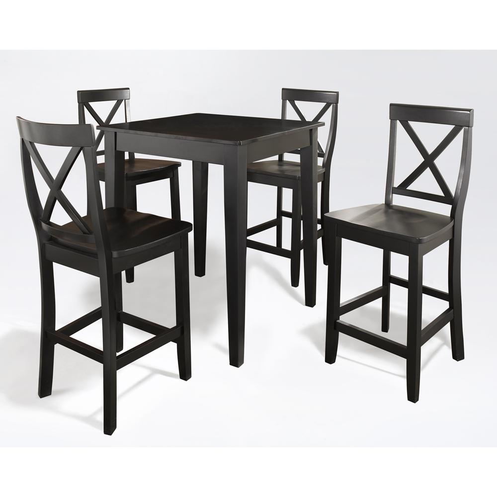 5Pc Pub Dining Set W/X-Back Stools Black - Pub Table & 4 Counter Stools. Picture 1