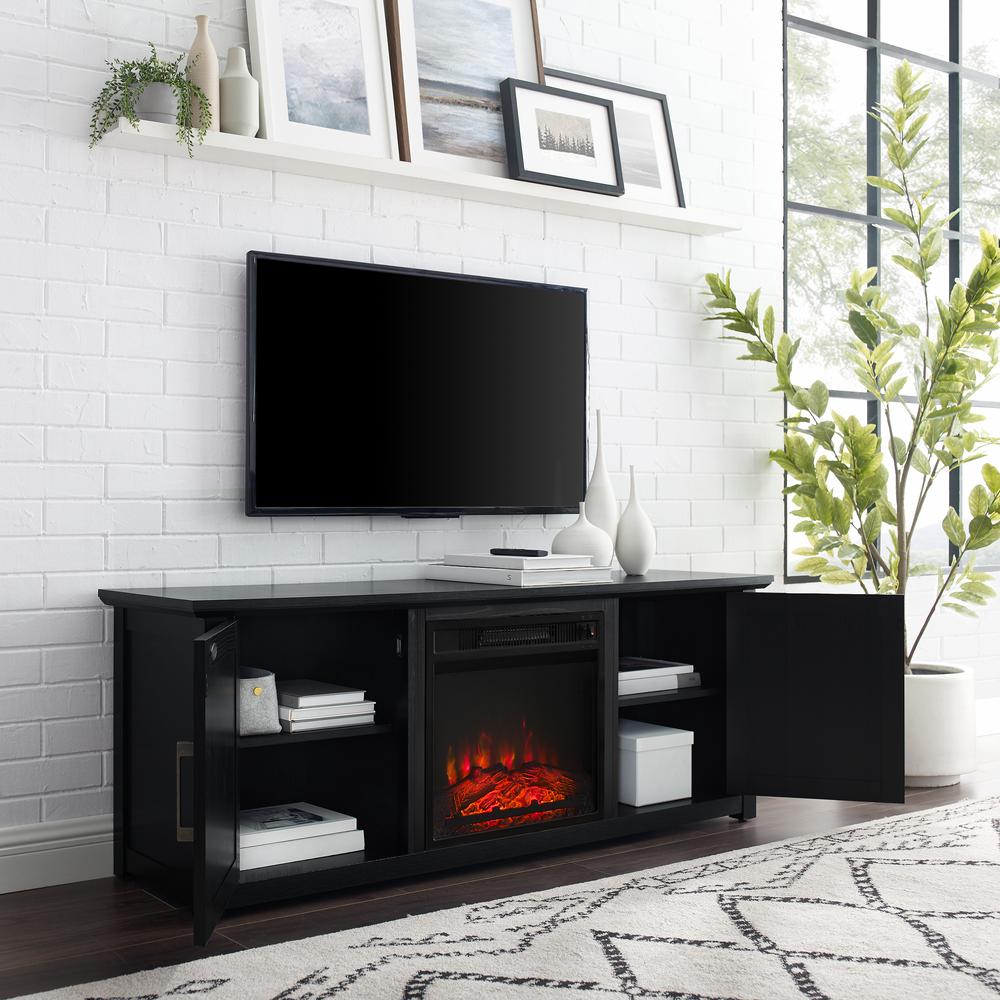 Camden 58" Low Profile Tv Stand W/Fireplace Black. Picture 3