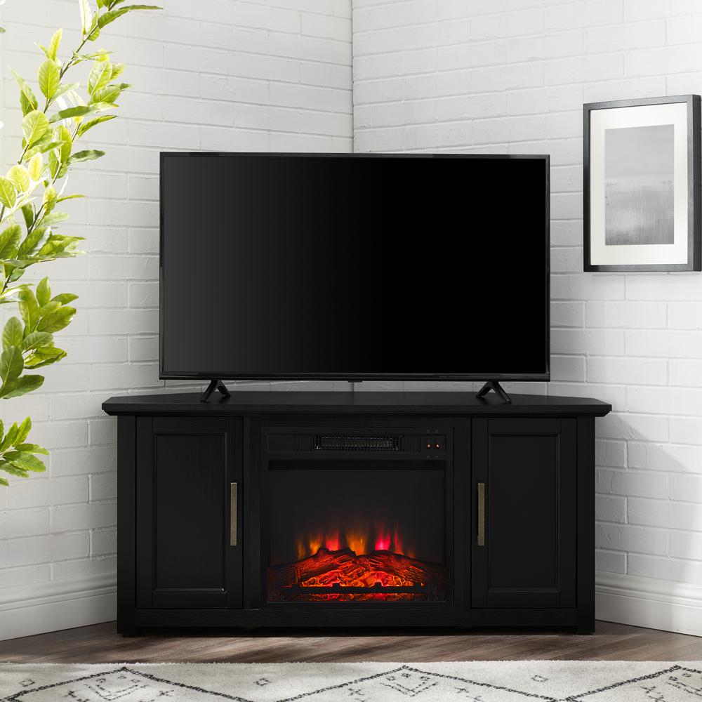 Camden 48" Corner Tv Stand W/Fireplace Black. Picture 9