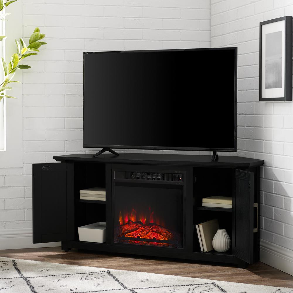 Camden 48" Corner Tv Stand W/Fireplace Black. Picture 8
