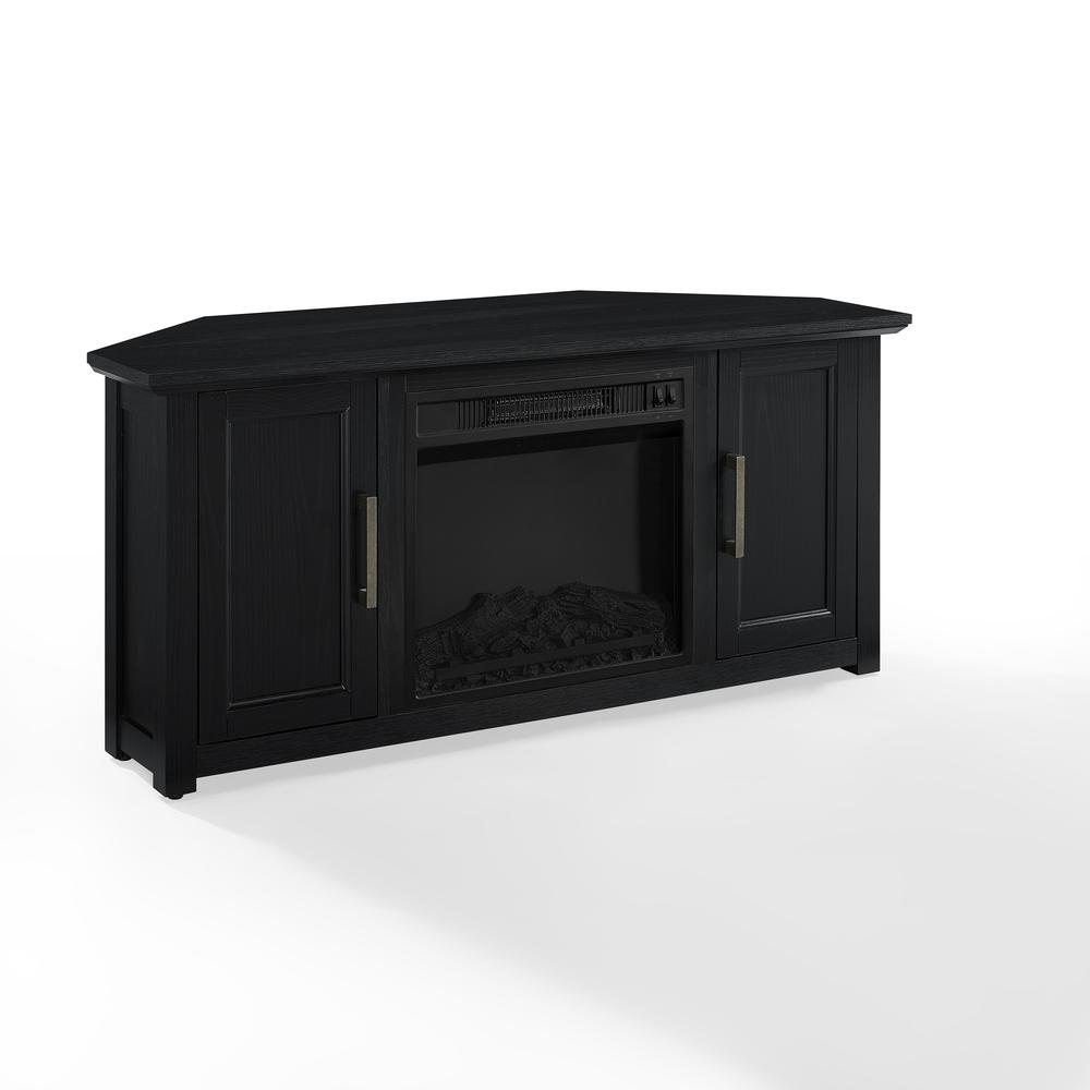 Camden 48" Corner Tv Stand W/Fireplace Black. Picture 2
