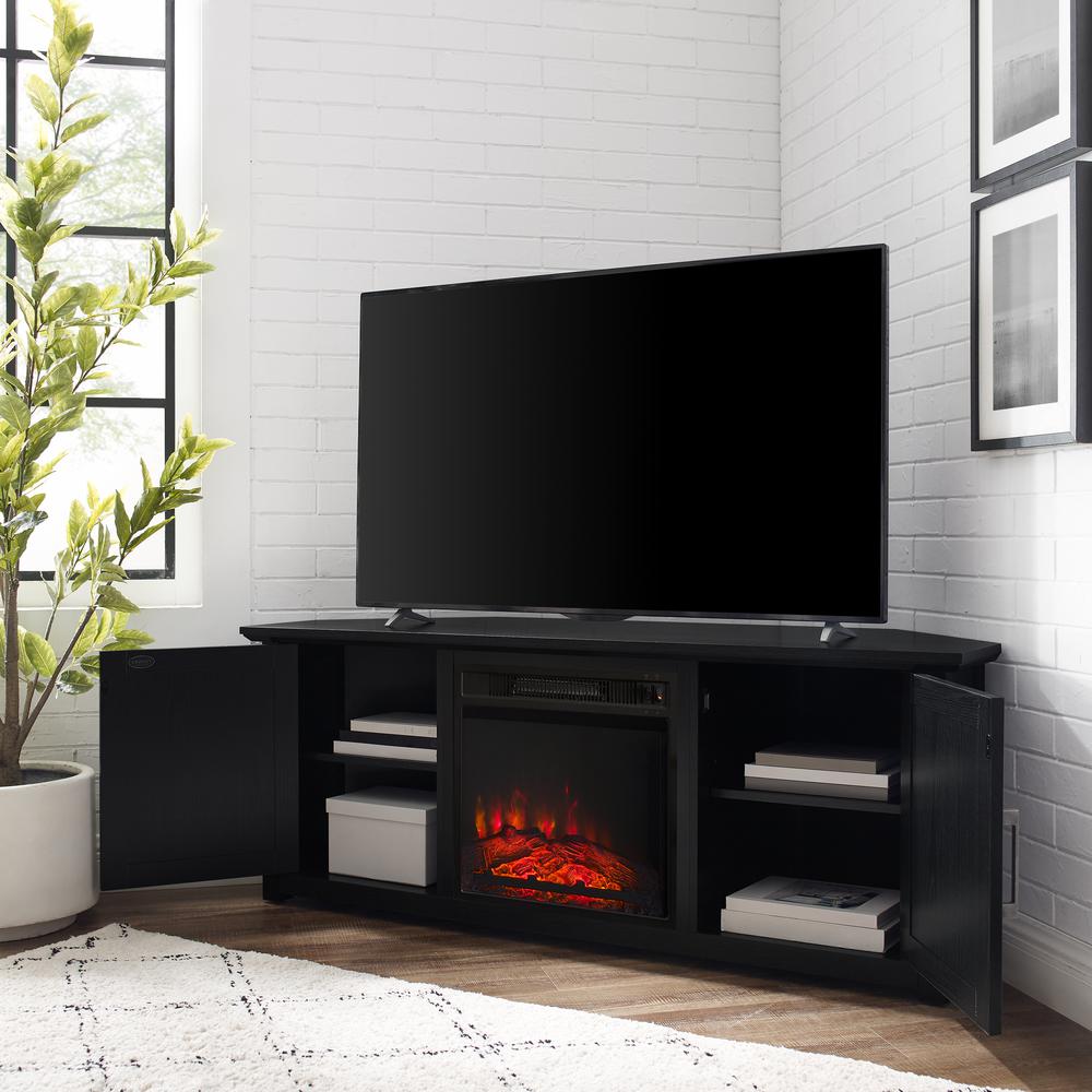 Camden 58" Corner Tv Stand W/Fireplace Black. Picture 3