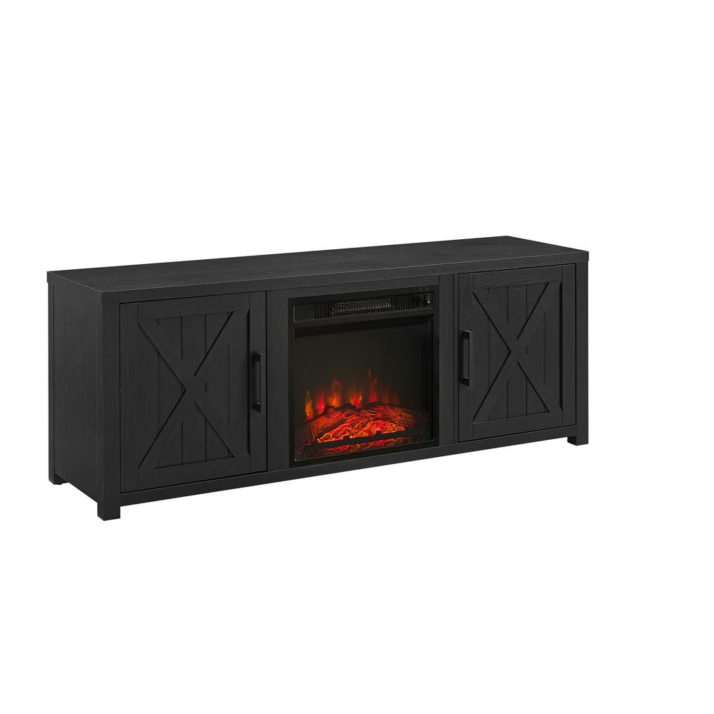 Gordon 58" Low Profile Tv Stand W/Fireplace Black. Picture 1