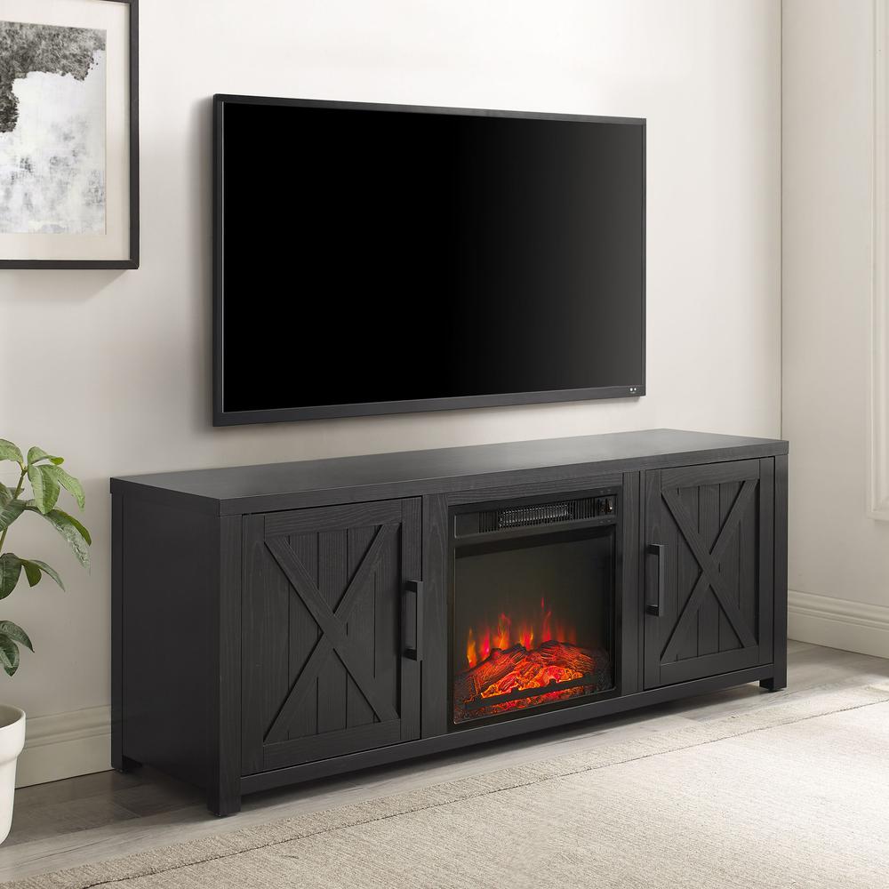 Gordon 58" Low Profile Tv Stand W/Fireplace Black. Picture 7
