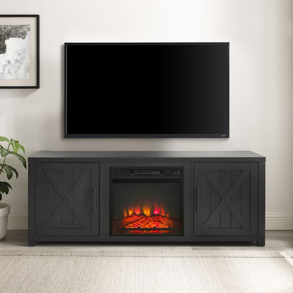 Gordon 58" Low Profile Tv Stand W/Fireplace Black. Picture 8