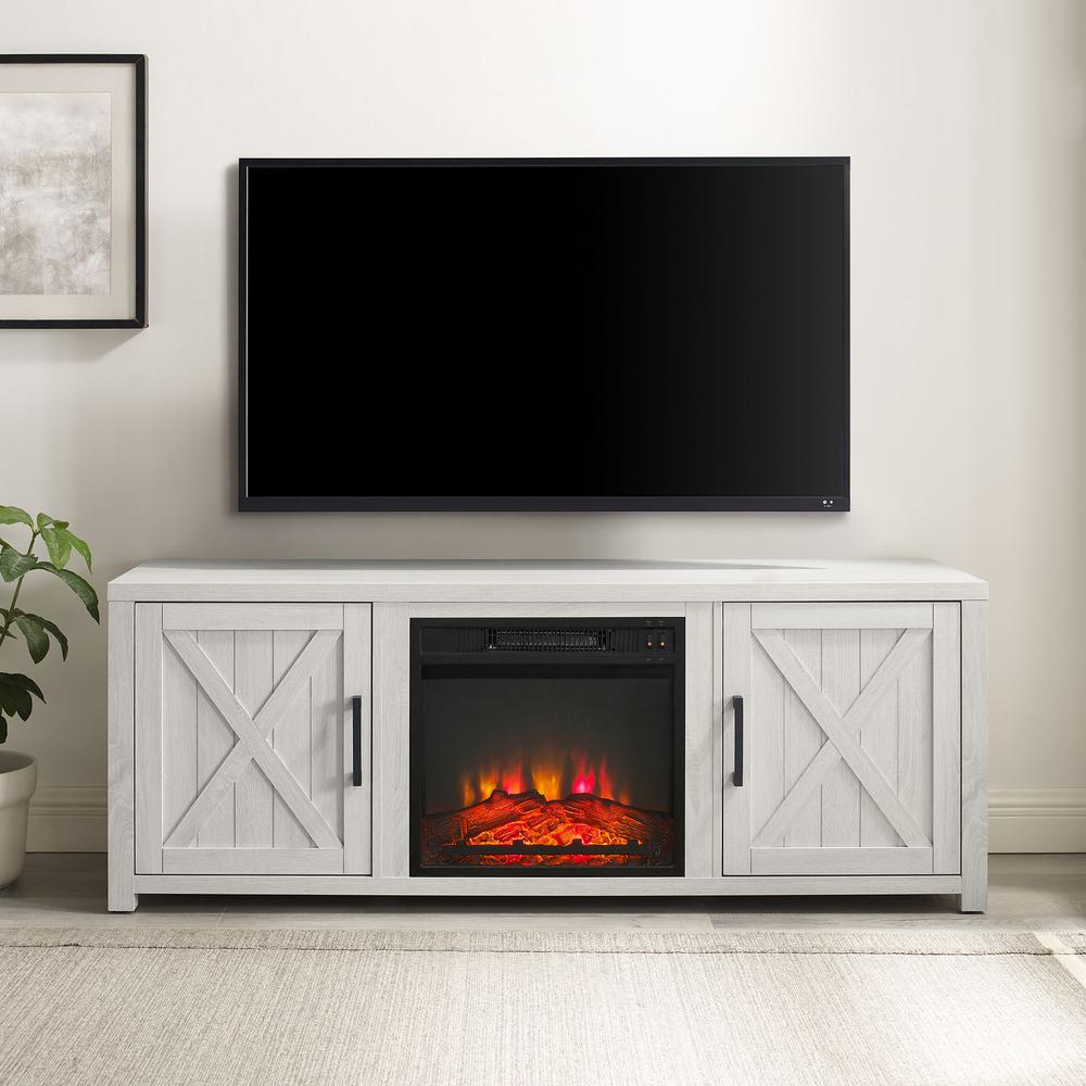Gordon 58" Low Profile Tv Stand W/Fireplace Whitewash. Picture 6