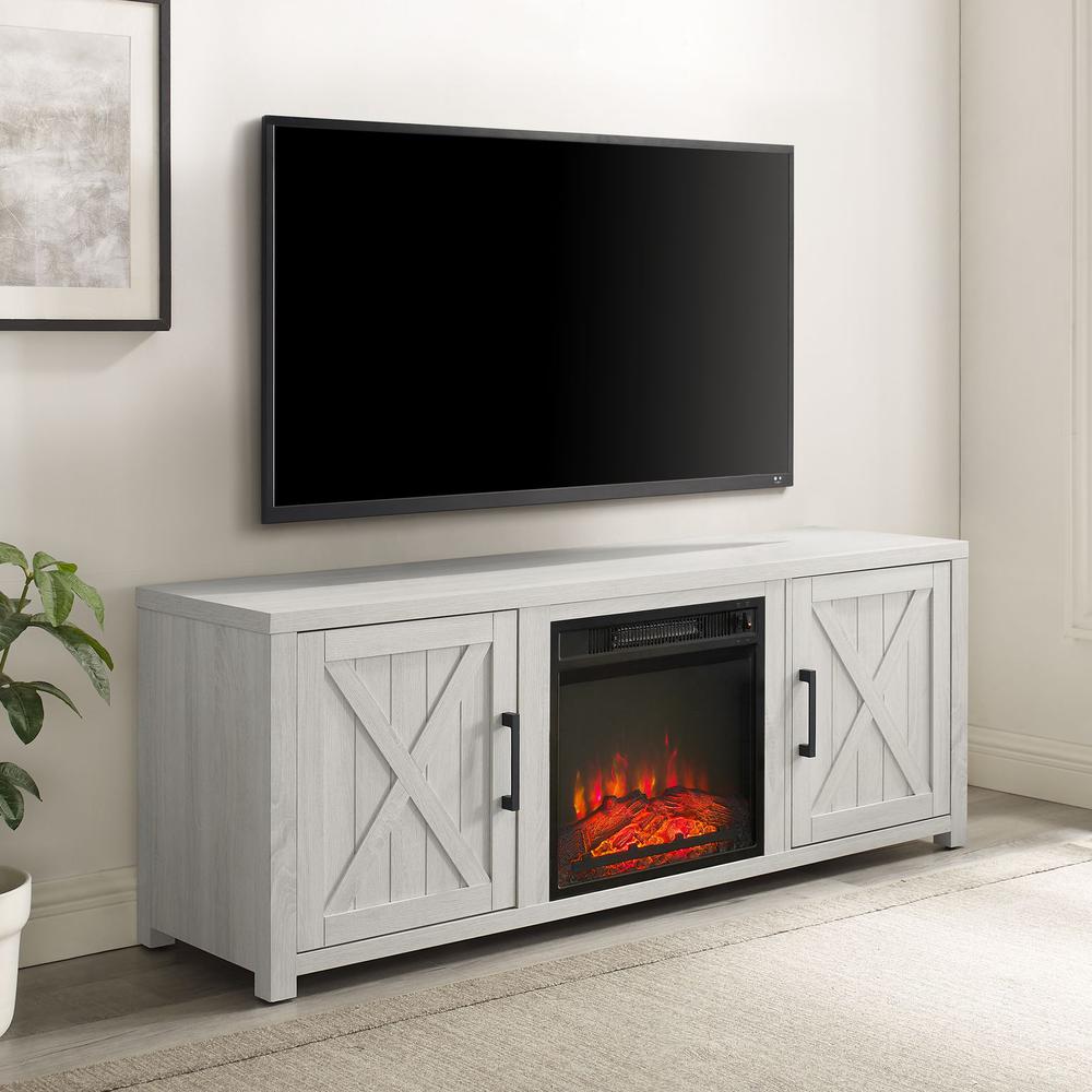 Gordon 58" Low Profile Tv Stand W/Fireplace Whitewash. Picture 7