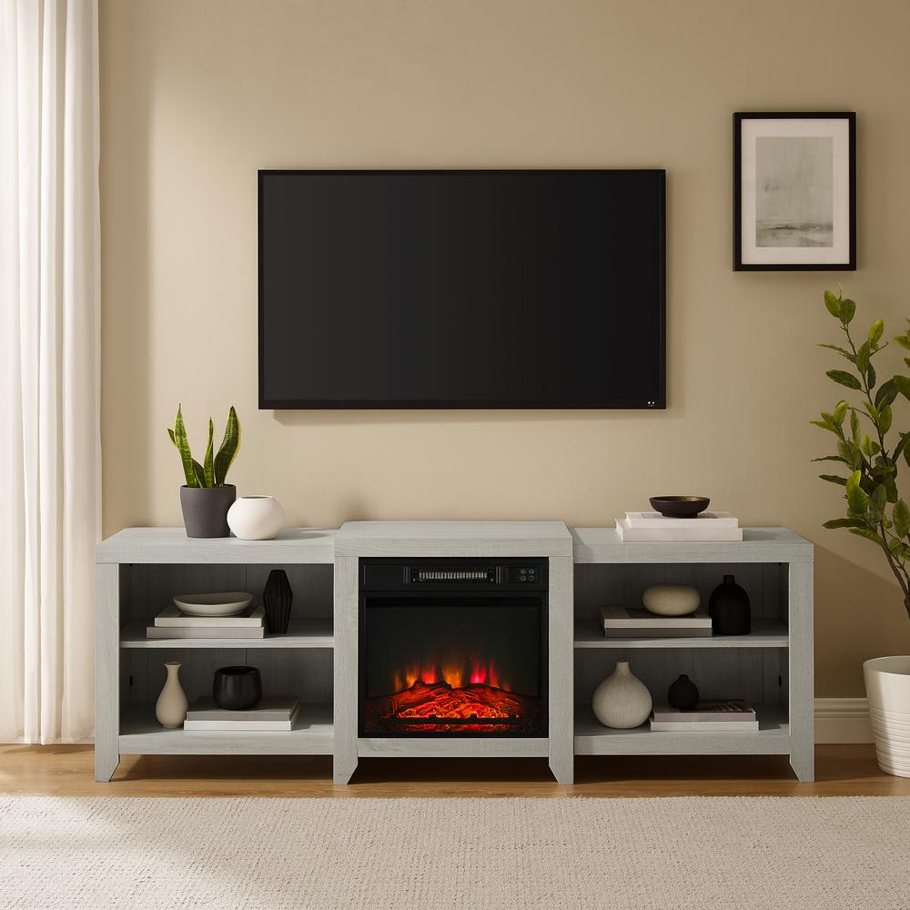 Ronin 69" Low Profile Tv Stand W/Fireplace Whitewash. Picture 2