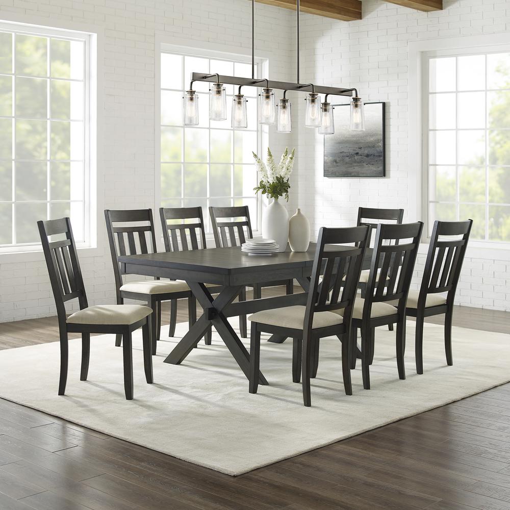 Hayden 9Pc Dining Set Slate - Table & 8 Slat Back Chairs. Picture 1
