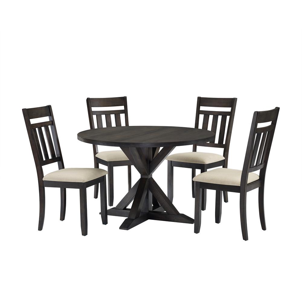 Hayden 5Pc Round Dining Set Slate - Table & 4 Slat Back Chairs. Picture 2