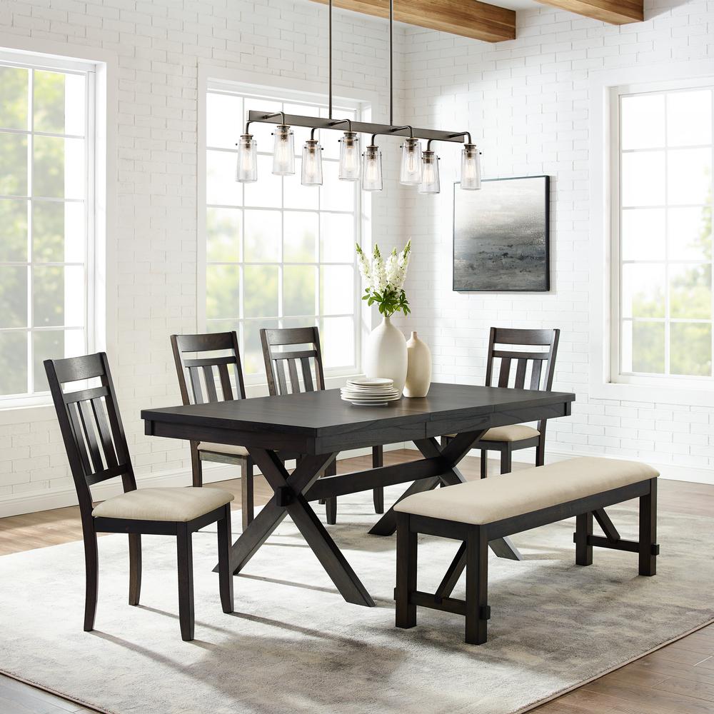 Hayden 6Pc Dining Set Slate - Table, Bench & 4 Slat Back Chairs. The main picture.