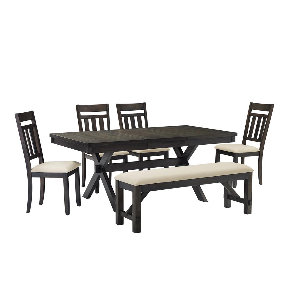 Hayden 6Pc Dining Set Slate - Table, Bench & 4 Slat Back Chairs. Picture 3