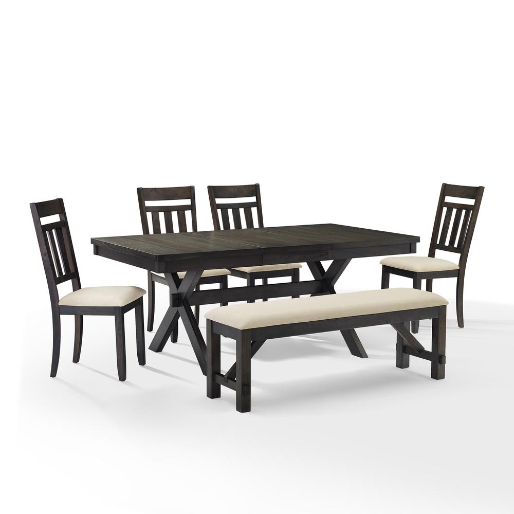Hayden 6Pc Dining Set Slate - Table, Bench & 4 Slat Back Chairs. Picture 6