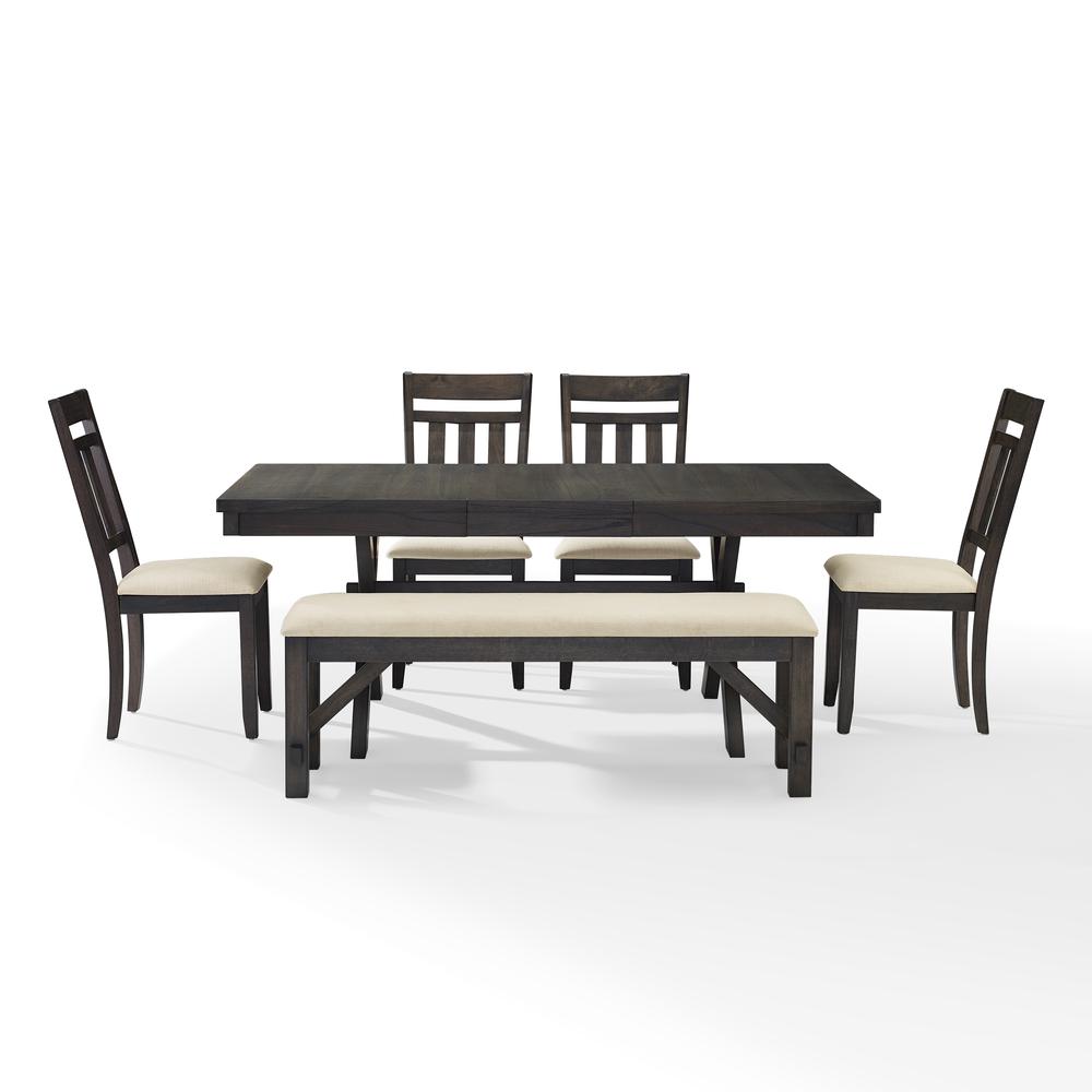 Hayden 6Pc Dining Set Slate - Table, Bench & 4 Slat Back Chairs. Picture 7