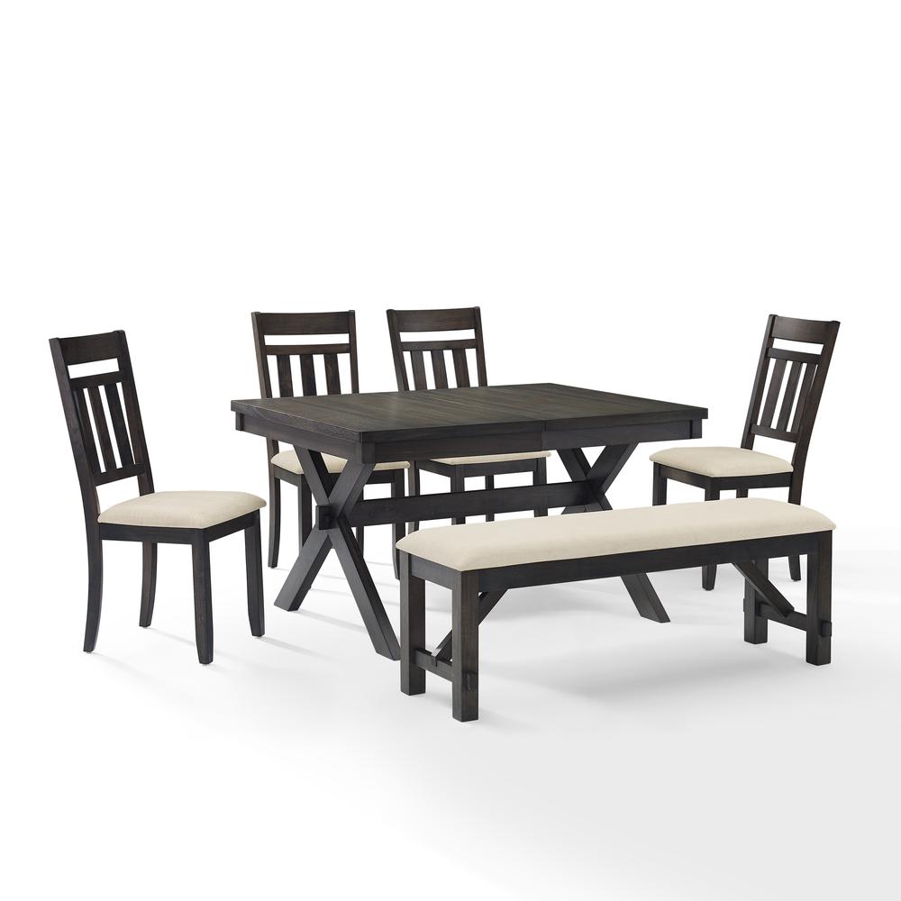 Hayden 6Pc Dining Set Slate - Table, Bench & 4 Slat Back Chairs. Picture 9