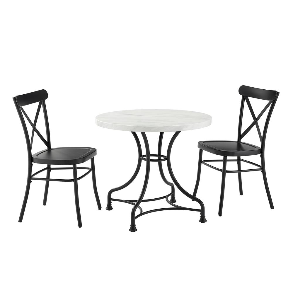 Madeleine 32" 3Pc Dining Set W/Camille Chairs Matte Black - Table & 2 Chairs. The main picture.