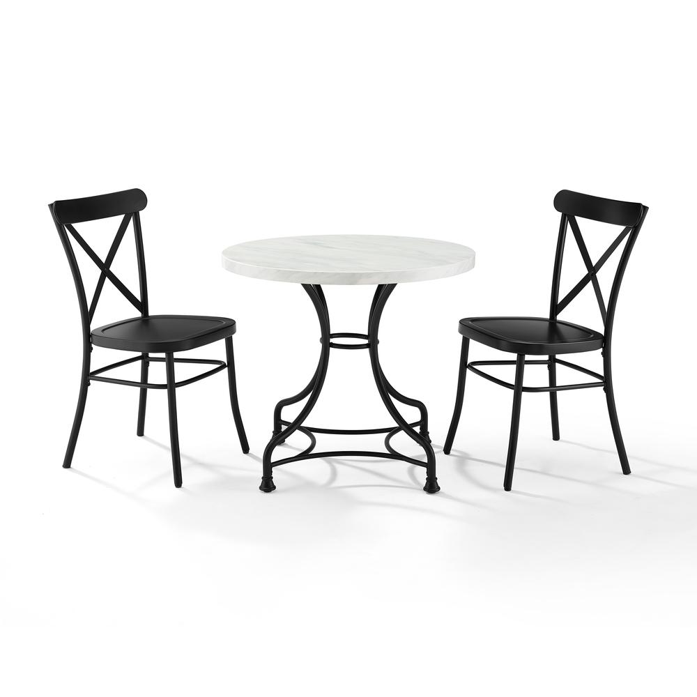 Madeleine 32" 3Pc Dining Set W/Camille Chairs Matte Black - Table & 2 Chairs. Picture 5