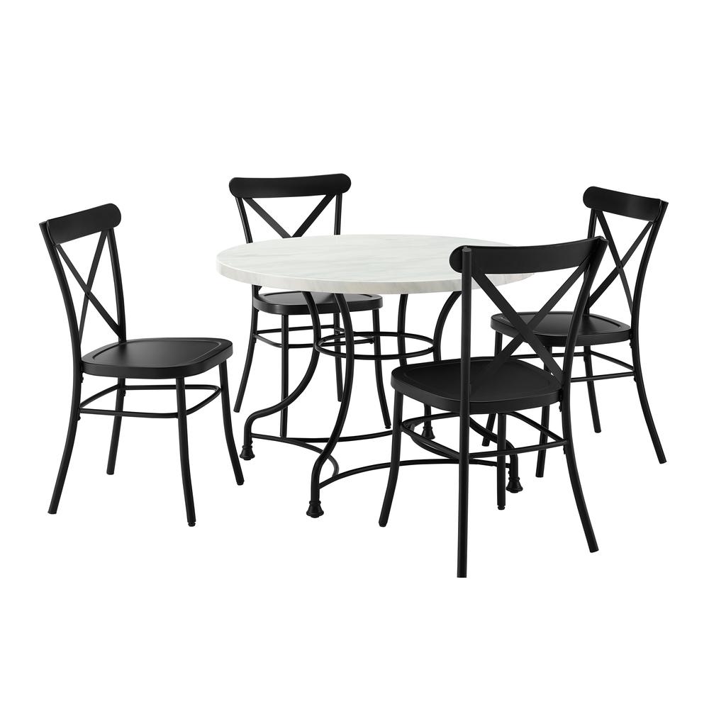 Madeleine 40" 5Pc Dining Set W/Camille Chairs Matte Black - Table & 4 Chairs. Picture 2