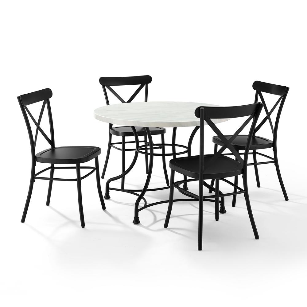 Madeleine 40" 5Pc Dining Set W/Camille Chairs Matte Black - Table & 4 Chairs. Picture 5
