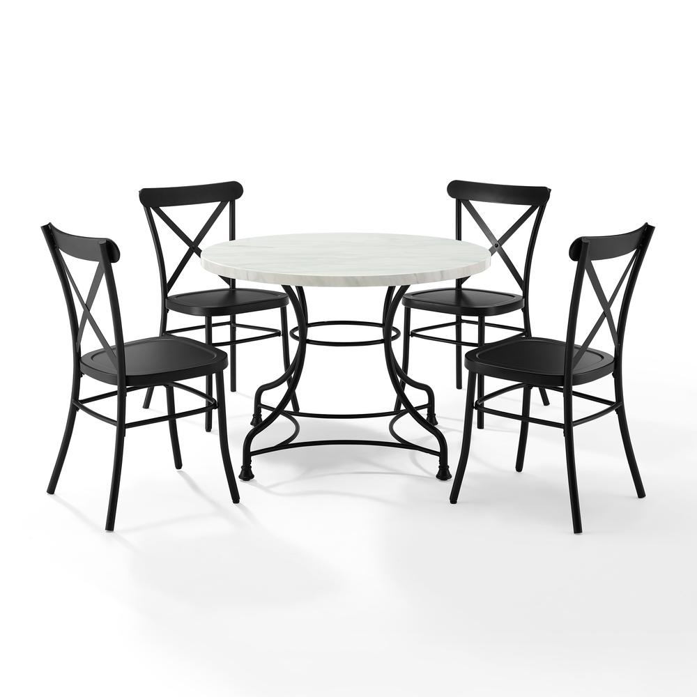 Madeleine 40" 5Pc Dining Set W/Camille Chairs Matte Black - Table & 4 Chairs. Picture 6