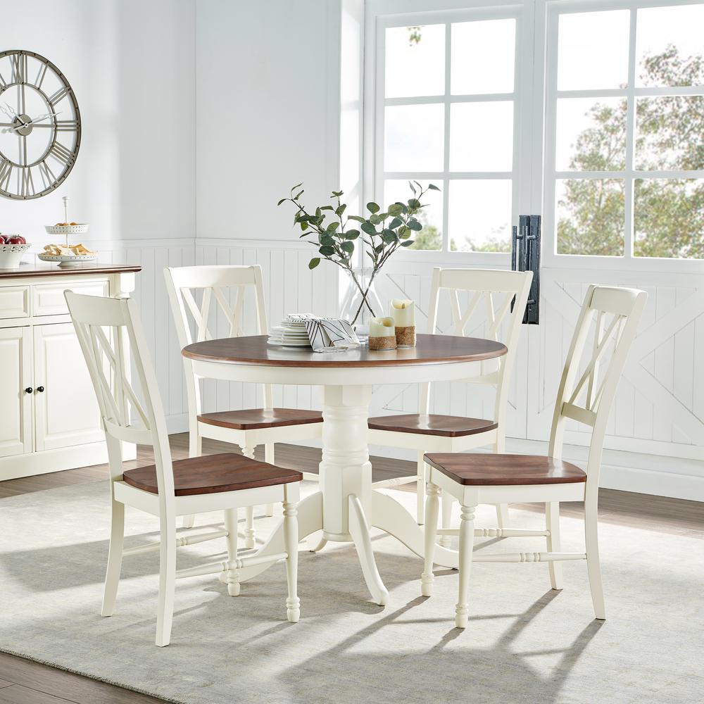 Shelby 5Pc Round Dining Set White - Table, 4 Chairs. The main picture.