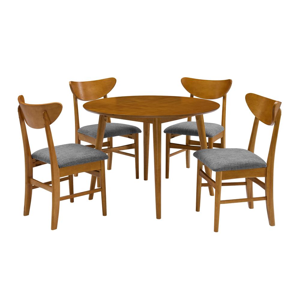 Landon 5Pc Round Dining Set Acorn - Table & 4 Wood Back Chairs. Picture 2