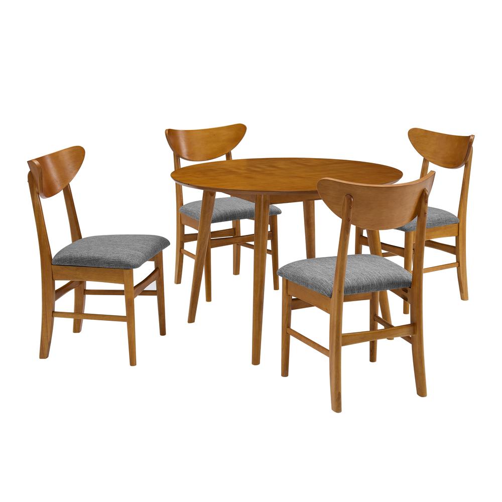 Landon 5Pc Round Dining Set Acorn - Table & 4 Wood Back Chairs. Picture 3