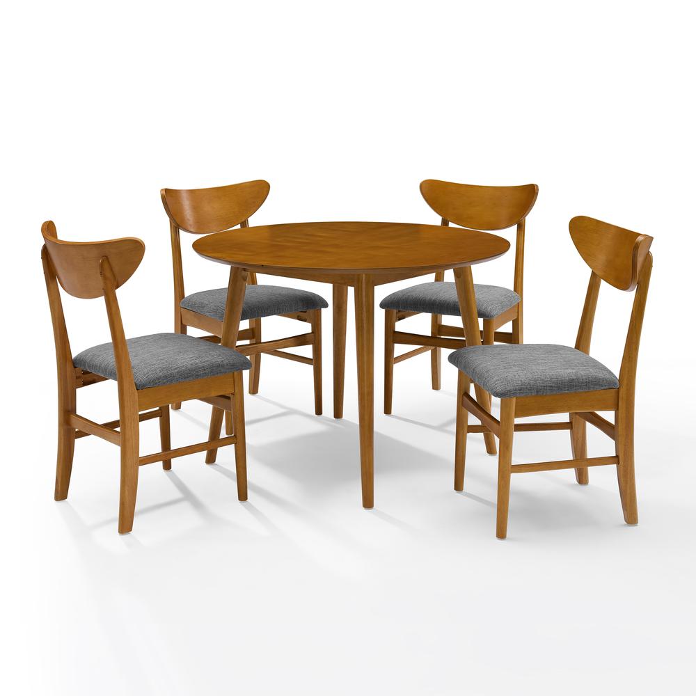 Landon 5Pc Round Dining Set Acorn - Table & 4 Wood Back Chairs. Picture 6