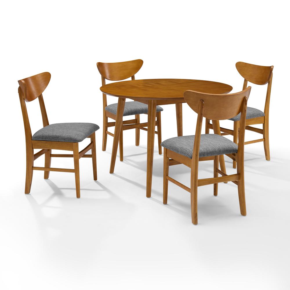 Landon 5Pc Round Dining Set Acorn - Table & 4 Wood Back Chairs. Picture 7